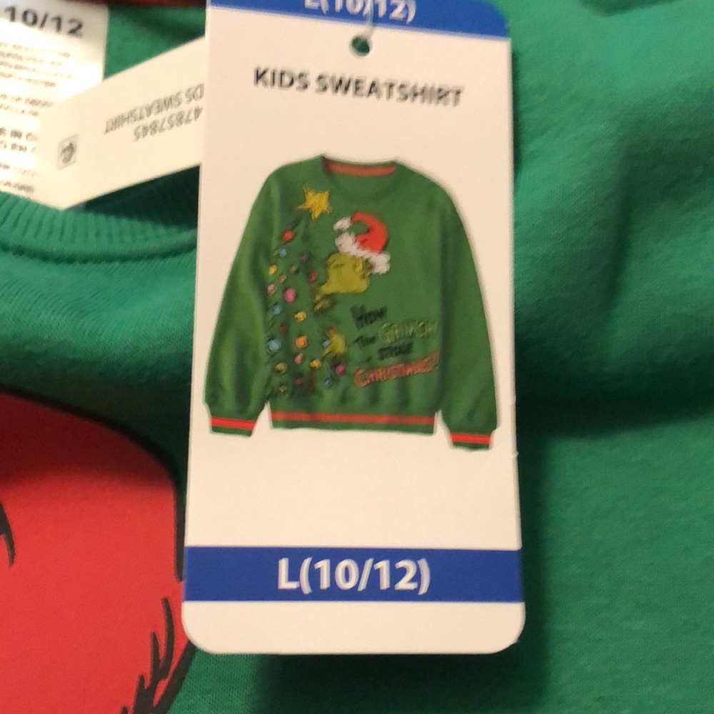 NWT How The Grinch Stole Christmas Holiday Sweatshirt 10/12 (Kids) - Picture 5 of 5